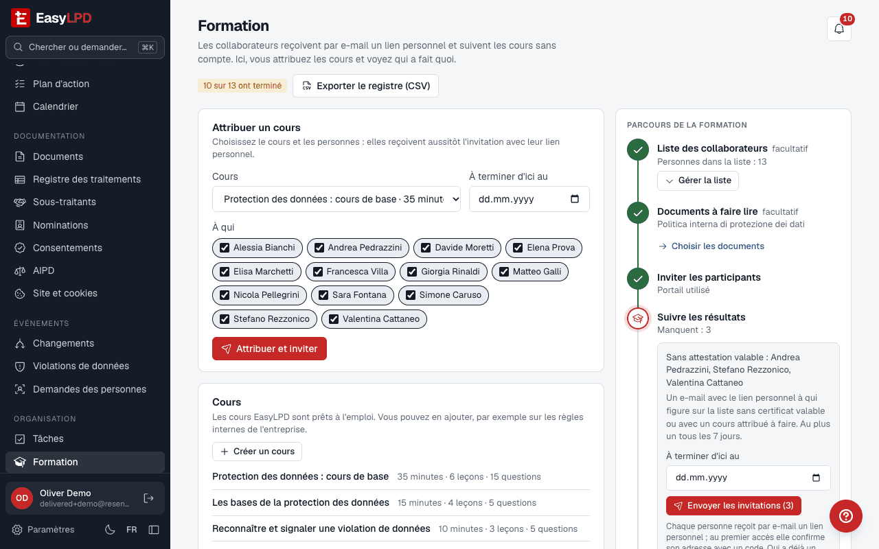 Registre de la formation du personnel