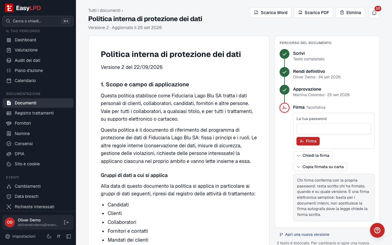 Un documento con il suo percorso